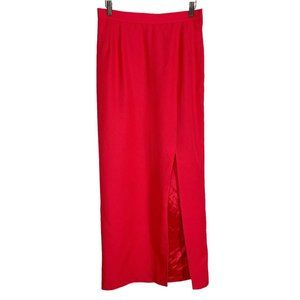 Vintage 90s Alex Evenings Hard Coral Full Length Side Slit Skirt Medium